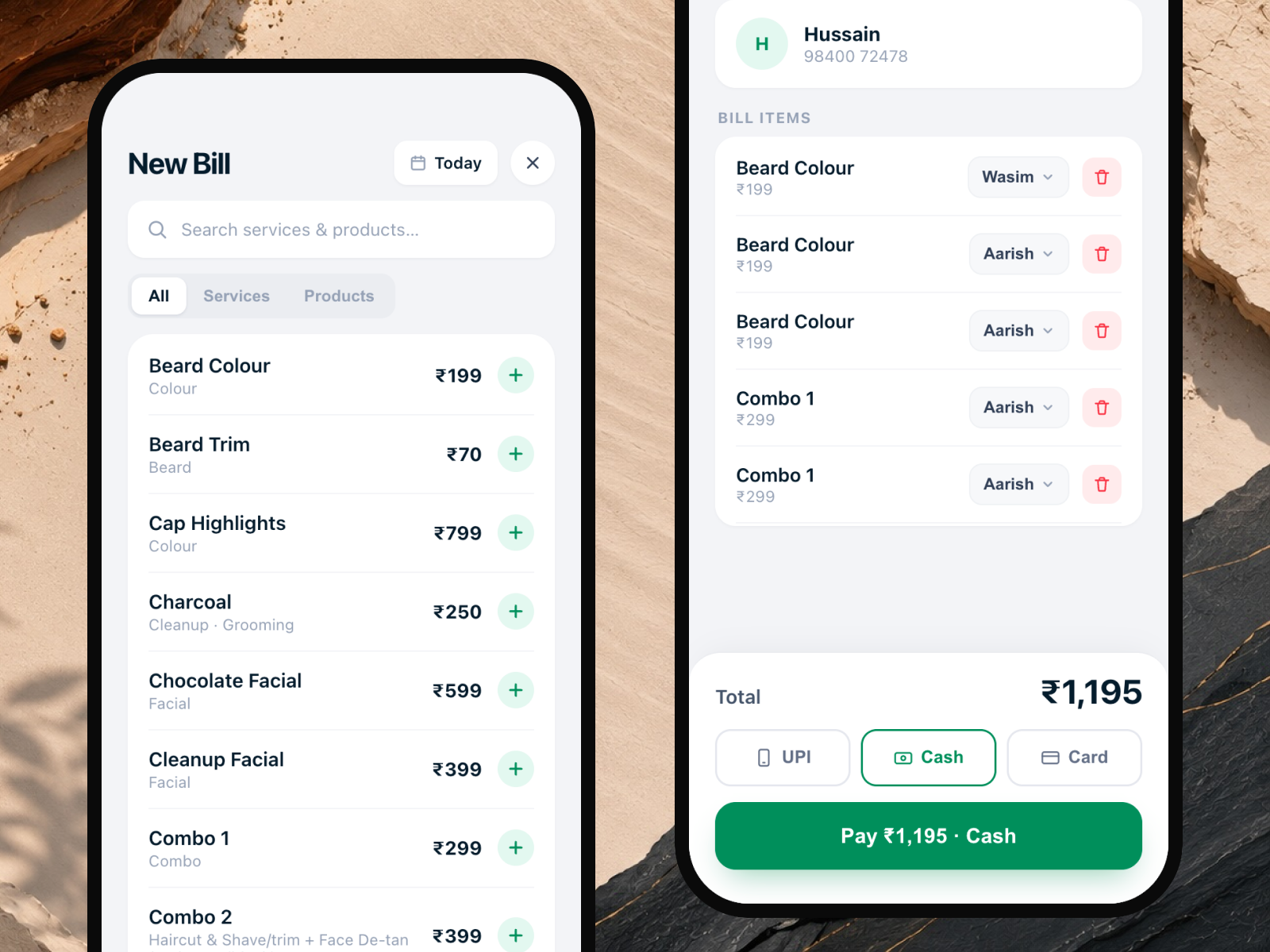 Limvo one-thumb mobile billing bottom sheet